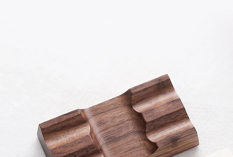Walnut Wood Fountain Pen Rest - Horizontal Desk Stand for Dip Pens & Calligraphy (1 or 2 Slots)