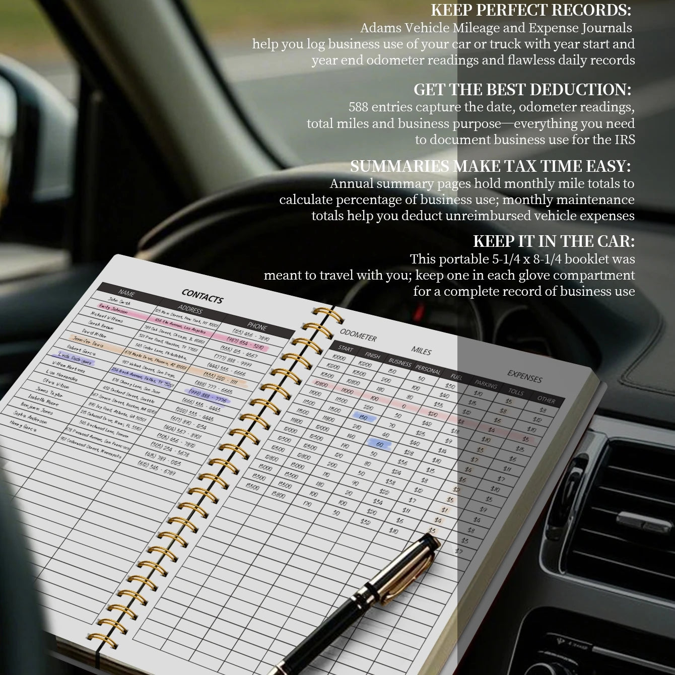 A5 Mileage Log Book - Vehicle Expense Tracker for Business & Personal Car Records