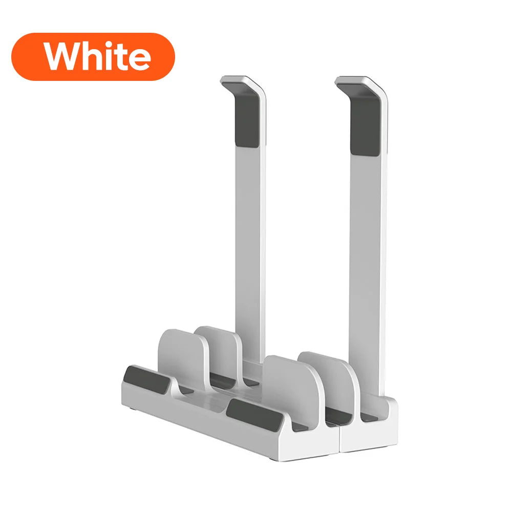 2-in-1 Foldable Laptop Stand & Vertical Storage Rack – Adjustable, Foldable | MacBook, iPad, Tablet & Phone