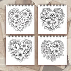 Adult level Spiral Coloring Book - 30 Sheets Floral Designs with Light Shading | 8.3x8.3" | Birthday & Holiday Gift