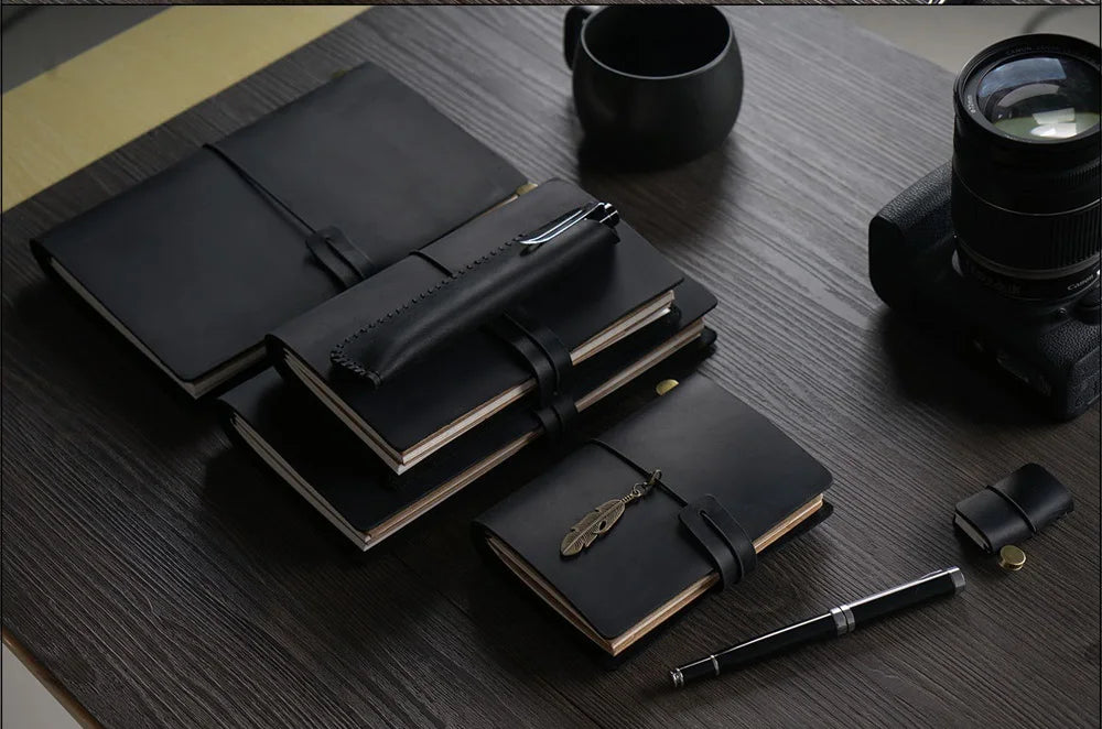 Genuine Leather Refillable Travel Journal - Handmade Retro Notebook with 192 Pages