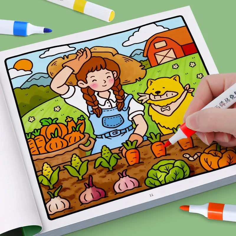 Girls' Fantasy Coloring Book - 24 Pages of Hand-Drawn Illustrations (3 Themes)