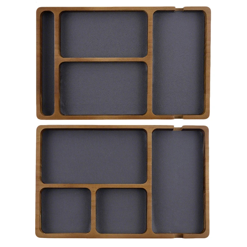 Wooden Desktop Storage Organizer Box with Compartments | Glasses, Phone, Earphones & Sundries | 2 Designs | Home & Office