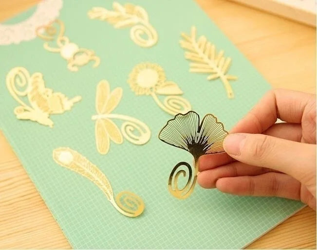 Gold Metal Bookmark - Botanical & Insect Designs | Flowers, Butterflies & More | 8 Designs | Elegant Reading Accessory & Gift