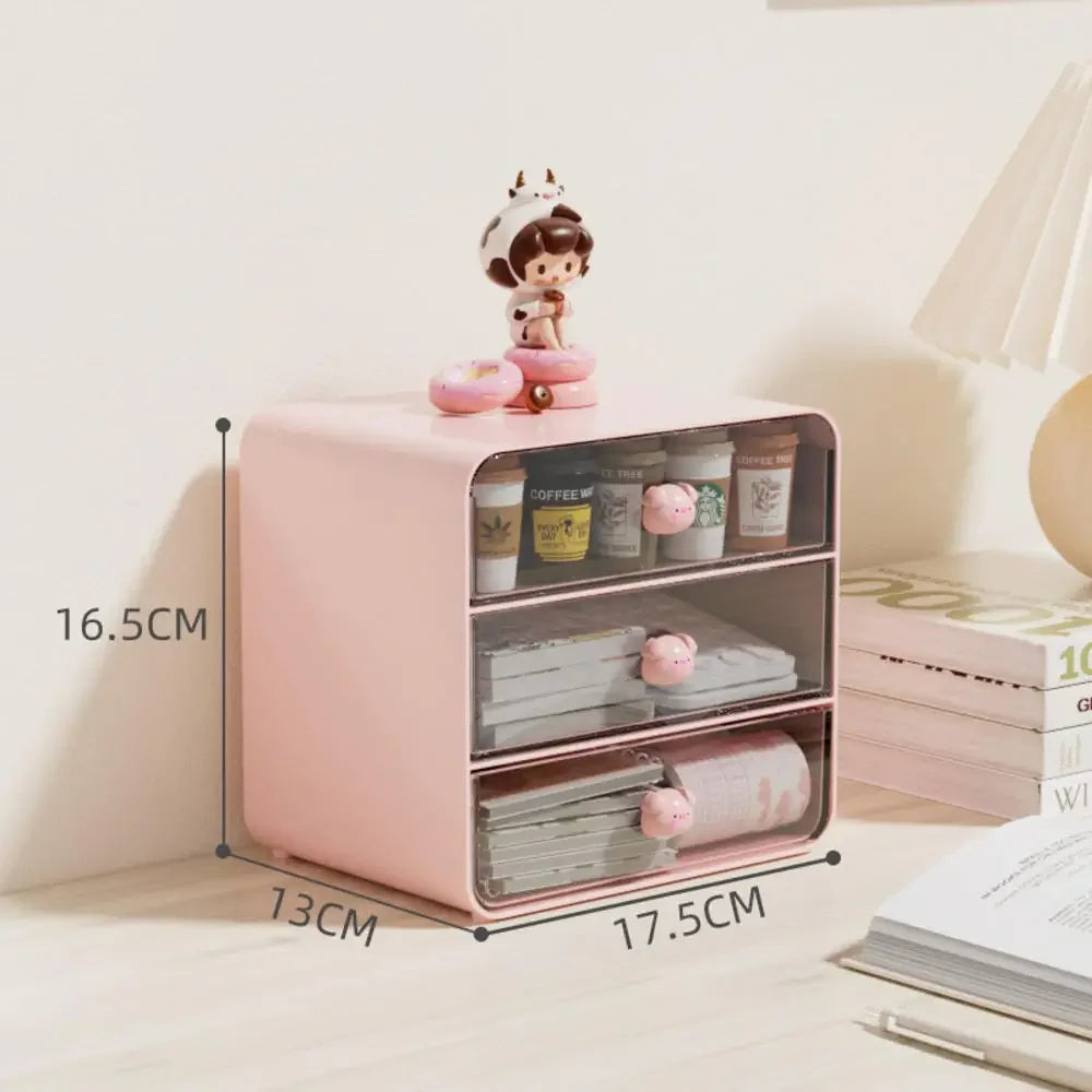 Clear Desktop Storage Box with Lid - Multi-Use Organizer for Desk & Vanity (2 Sizes)