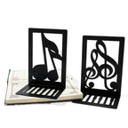 Music-Themed Metal Bookends — Heavy Duty Decorative Book Stoppers for Shelf & Desk