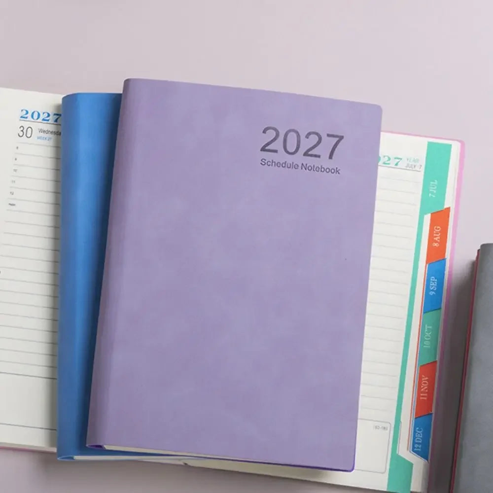 2027 Schedule Notebook – A5 Portable Planner | 365-Day Agenda with Monthly, Weekly & Daily Pages | PU Leather Cover | 6 Colors