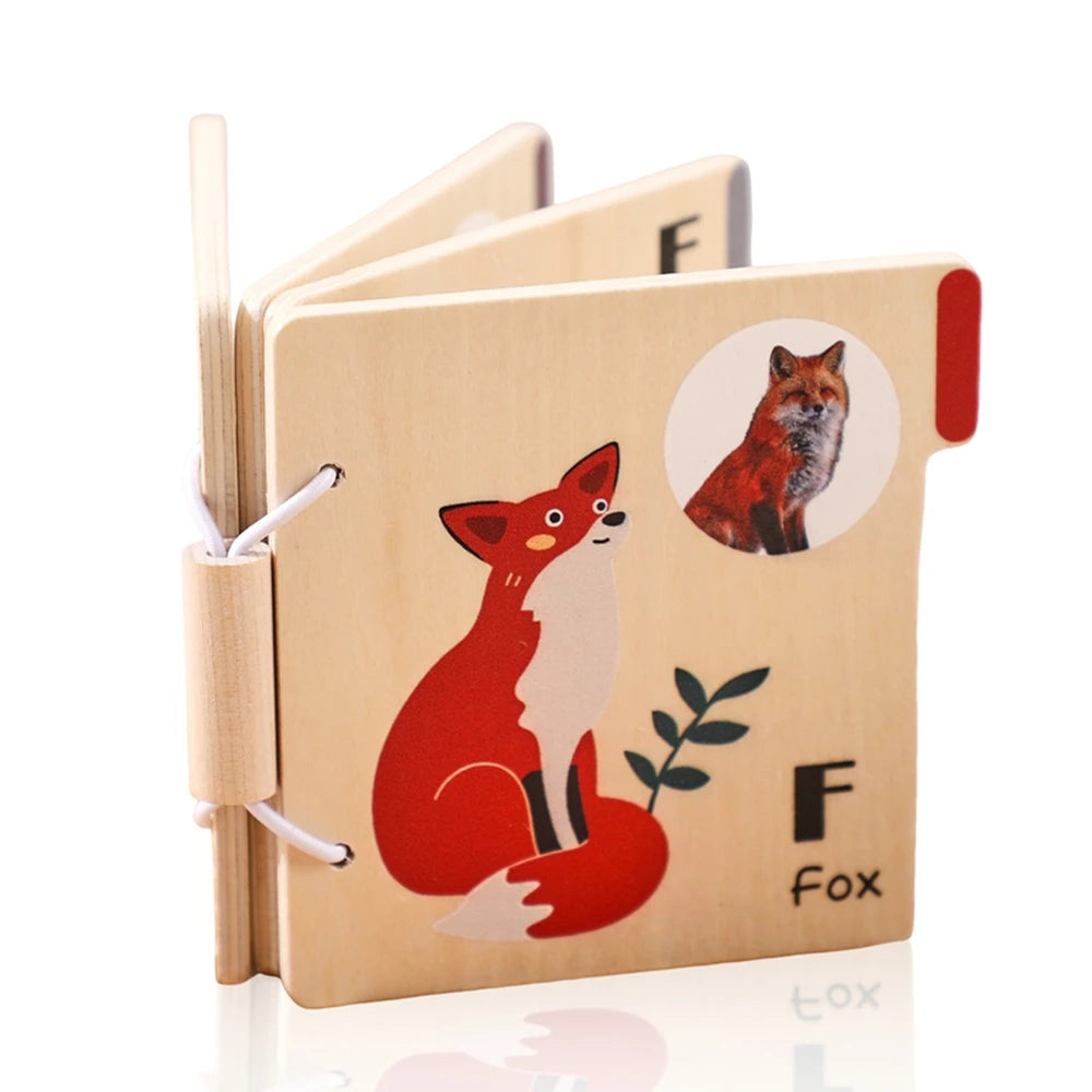Wooden Animal Flap Book - Interactive Learning Toy for Babies & Toddlers