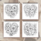 Adult level Spiral Coloring Book - 30 Sheets Floral Designs with Light Shading | 8.3x8.3" | Birthday & Holiday Gift