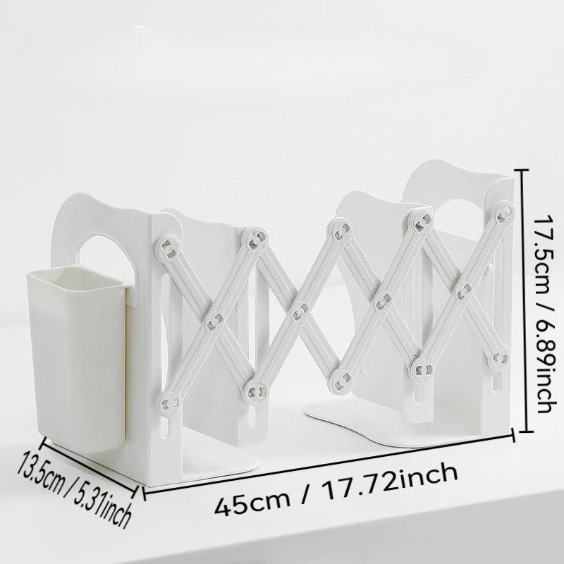 Adjustable Desktop Bookshelf - Telescopic Bookends & Book Organizer Stand