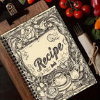 Vintage Recipe Book – A5 Spiral | 100 Pages with Kitchen Conversions | Antique Engraving Cover for Home Cooks & Bakers