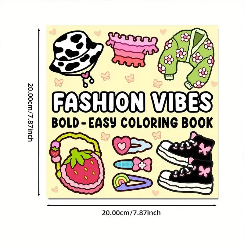 Fashion Vibes Coloring Book - Bold & Easy Designs for Teens & Kids (22 Pages)