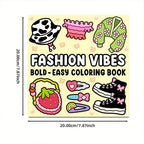 Fashion Vibes Coloring Book - Bold & Easy Designs for Teens & Kids (22 Pages)