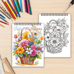 Adult Spiral Coloring Book - 30 Sheets Nature & Floral Themes | 11.2x8.3" Landscape Format | Birthday & Holiday Gift
