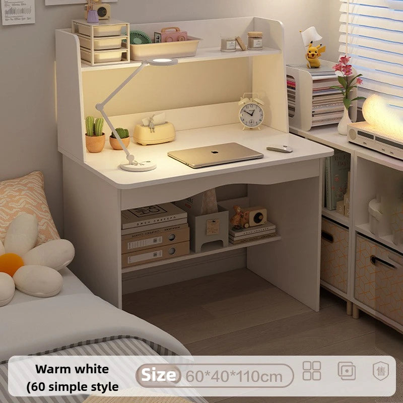 Kids & Teen Study Desk with Built-In Bookshelf – Integrated Storage Unit for Bedroom | 60cm & 80cm, Simple or Cabinet Version