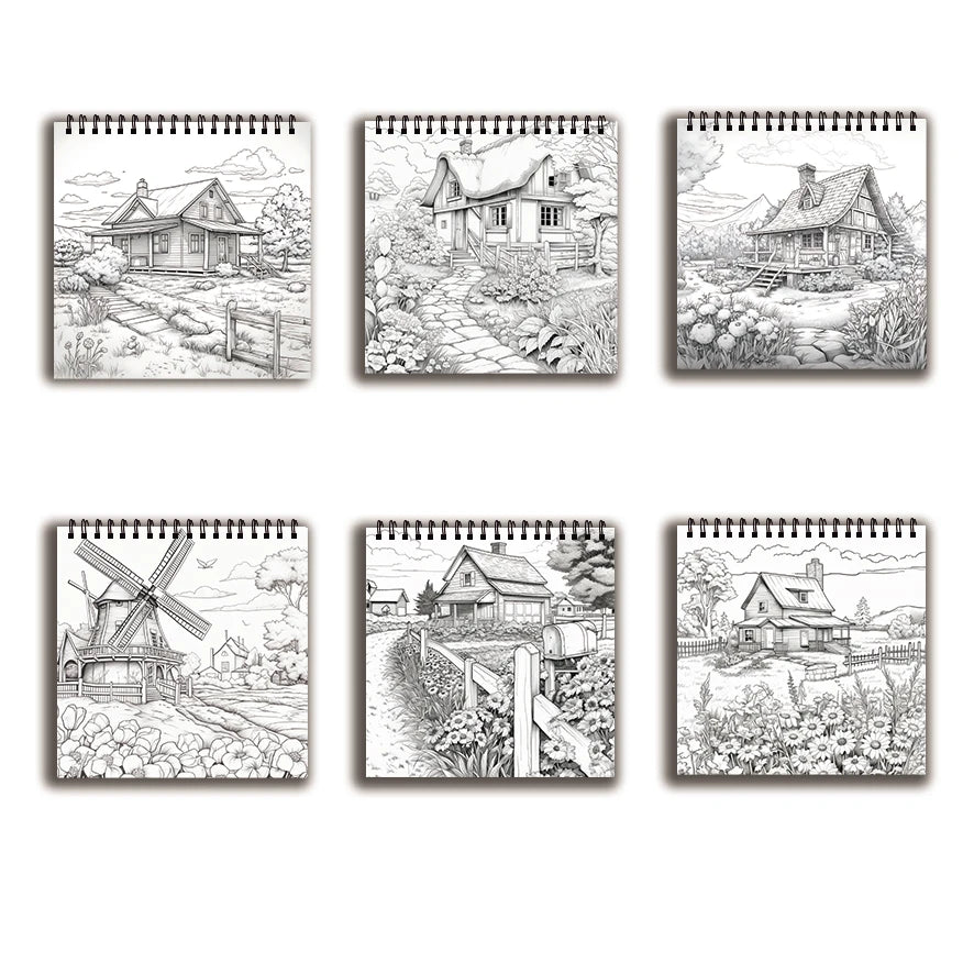 Beautiful Village – Adult Coloring Book | 32 Pages of Charming Countryside Scenes