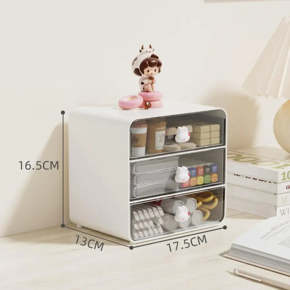 Clear Desktop Storage Box with Lid - Multi-Use Organizer for Desk & Vanity (2 Sizes)