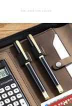 Executive A4 Leather Portfolio Folder – Zippered PU Leather Padfolio | With or Without Calculator | Black, Bronze, Blue & Brown