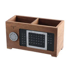 Wooden Pen Holder with Date Reminder — Elegant Desktop Organizer in Beech or Walnut