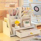 Wooden Pen & Stationery Desk Organizer — Multi-Compartment Desktop Storage for Home & Office