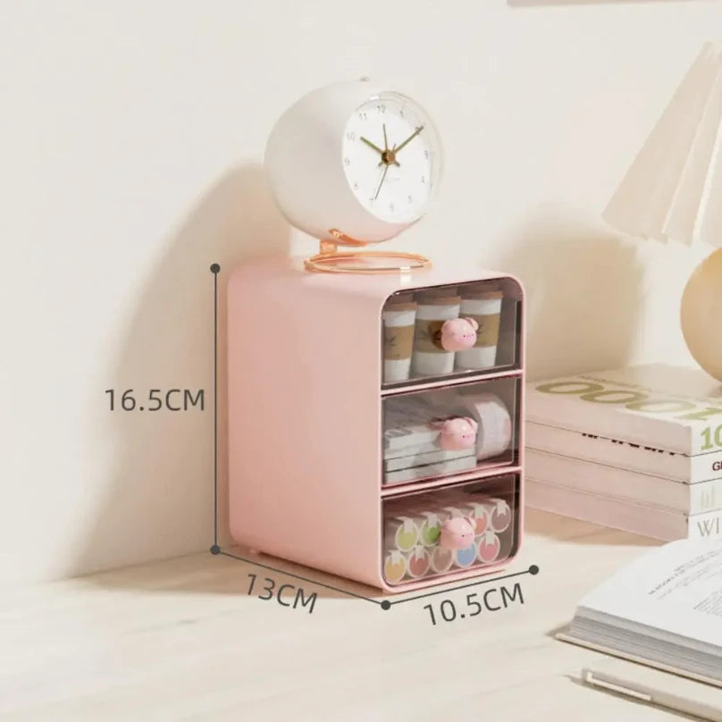 Clear Desktop Storage Box with Lid - Multi-Use Organizer for Desk & Vanity (2 Sizes)