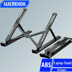Foldable Laptop Stand – 10-Position Adjustable, Portable ABS Bracket for MacBook, Notebooks & Laptops up to 17" | Black & White