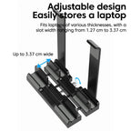 2-in-1 Foldable Laptop Stand & Vertical Storage Rack – Adjustable, Foldable | MacBook, iPad, Tablet & Phone
