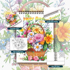 Adult Spiral Coloring Book - 30 Sheets Nature & Floral Themes | 11.2x8.3" Landscape Format | Birthday & Holiday Gift
