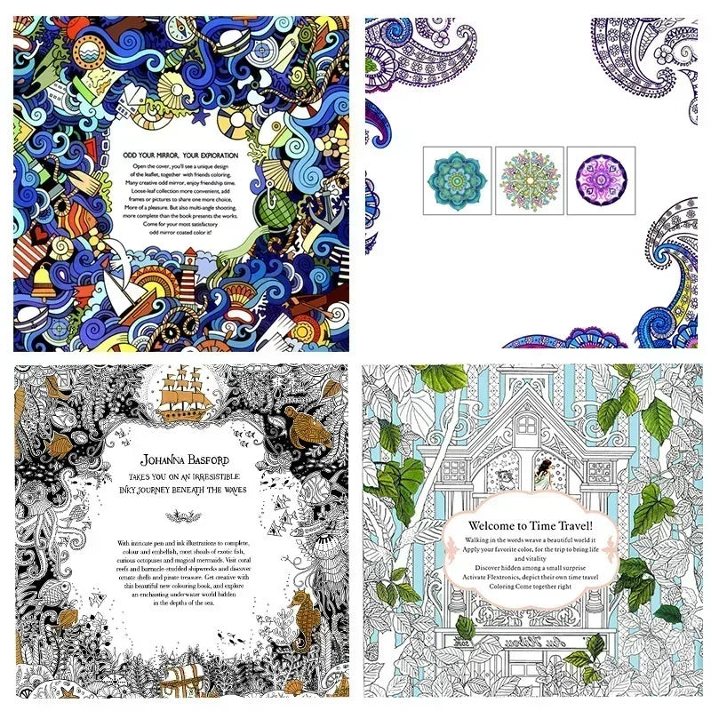 Adult Coloring Book — 24 Pages of Intricate DIY Illustrations for Stress Relief & Creative Flow