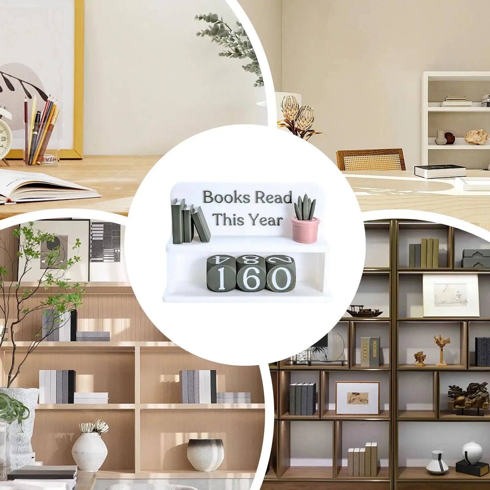 Books Read This Year Counter - Manual Reading Tracker & Shelf Decor for Book Lovers