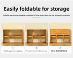 Foldable Bamboo Desk with Built-In Storage Shelf – No-Assembly Space-Saving Study & Computer Desk for Bedroom & Small Spaces