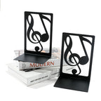 Music-Themed Metal Bookends — Heavy Duty Decorative Book Stoppers for Shelf & Desk