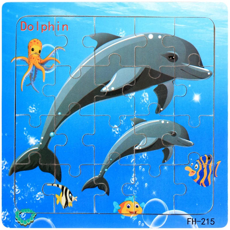 Wooden 3D Cartoon Puzzle — Montessori Educational Toy for Toddlers & Kids Ages 3–6