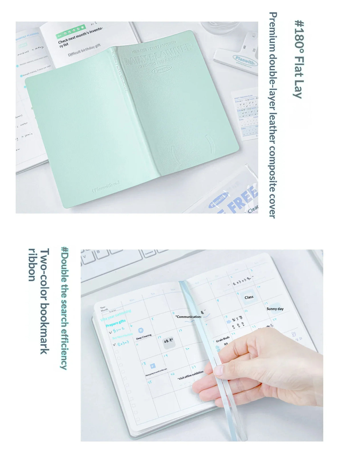 Planwith Undated Self-Fill Annual Planner – A5 / Mini / Week Style | PU Leather Cover, 96 Sheets | Start Anytime