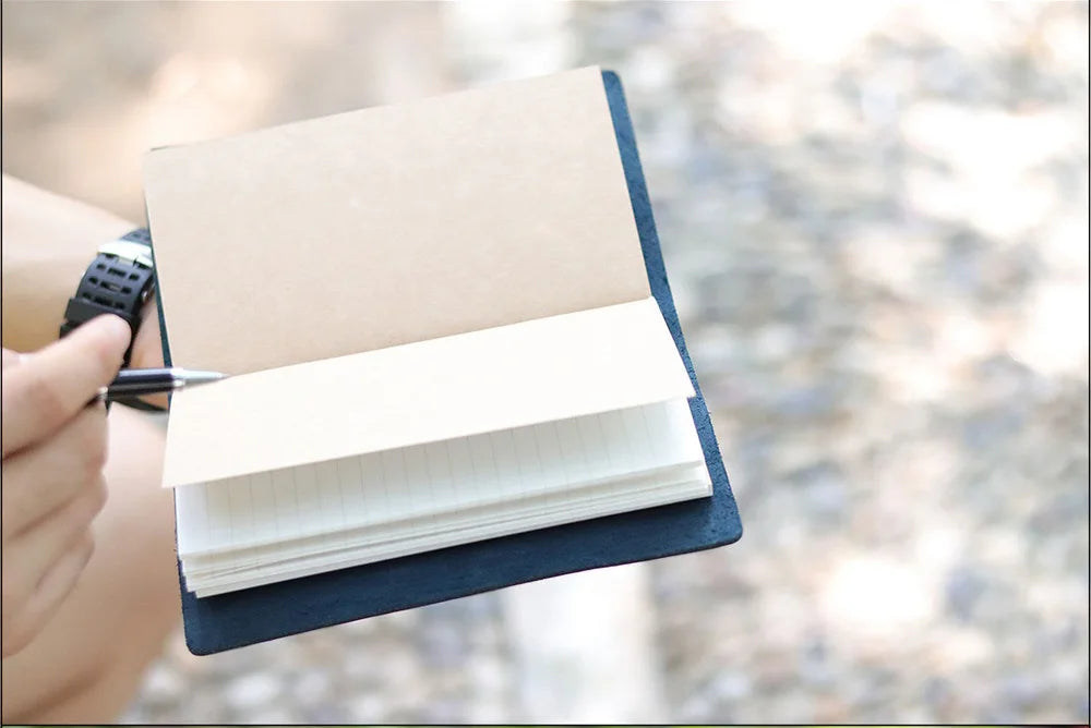 Genuine Leather Refillable Travel Journal - Handmade Retro Notebook with 192 Pages