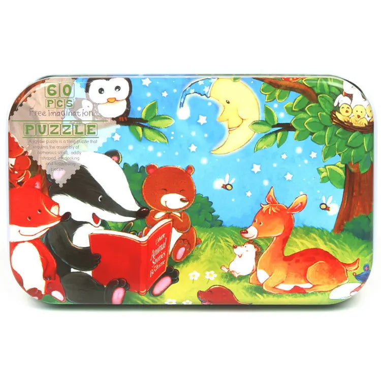 60-Piece Wooden Puzzle for Kids - Educational Jigsaw with Animals & Vehicles (Ages 4-6)