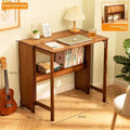 Foldable Bamboo Desk with Built-In Storage Shelf – No-Assembly Space-Saving Study & Computer Desk for Bedroom & Small Spaces