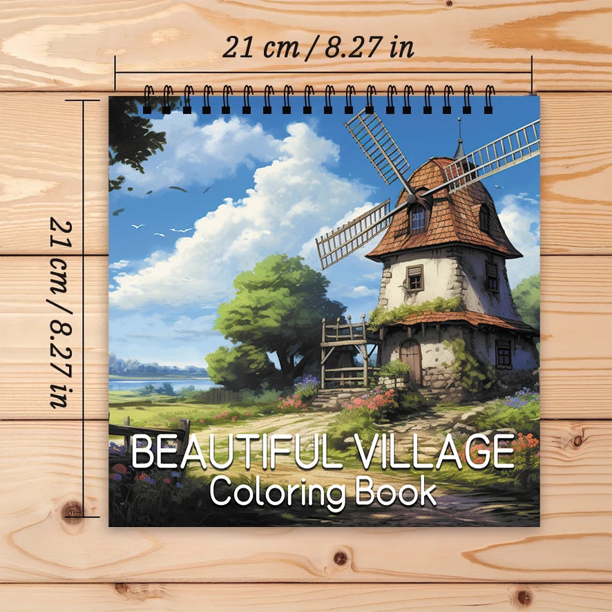 Beautiful Village – Adult Coloring Book | 32 Pages of Charming Countryside Scenes