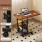 Rolling Height-Adjustable Desk with Storage Shelves – Overbed, Bedside & Study Table for Bedroom, Dorm & Home Office