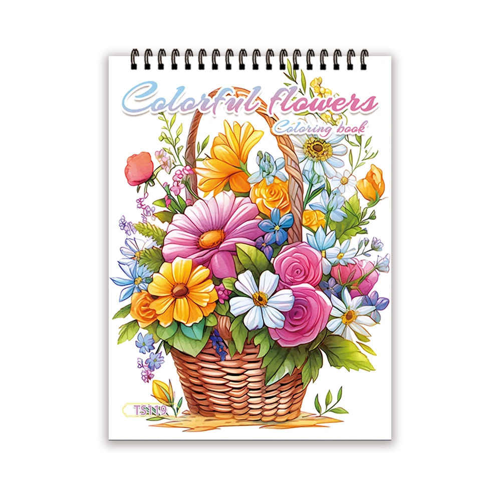 Adult Spiral Coloring Book - 30 Sheets Nature & Floral Themes | 11.2x8.3" Landscape Format | Birthday & Holiday Gift