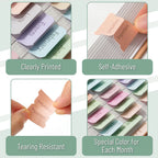 Planner Tabs Set – 84 Pieces | Monthly, Seasonal & Category Index Tabs | Pastel Colors | 12 Blank Tabs to Customize