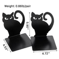 Black Cat Bookends — Heavy Iron Book Stand for Shelf & Desk