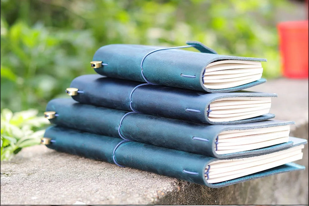 Genuine Leather Refillable Travel Journal - Handmade Retro Notebook with 192 Pages