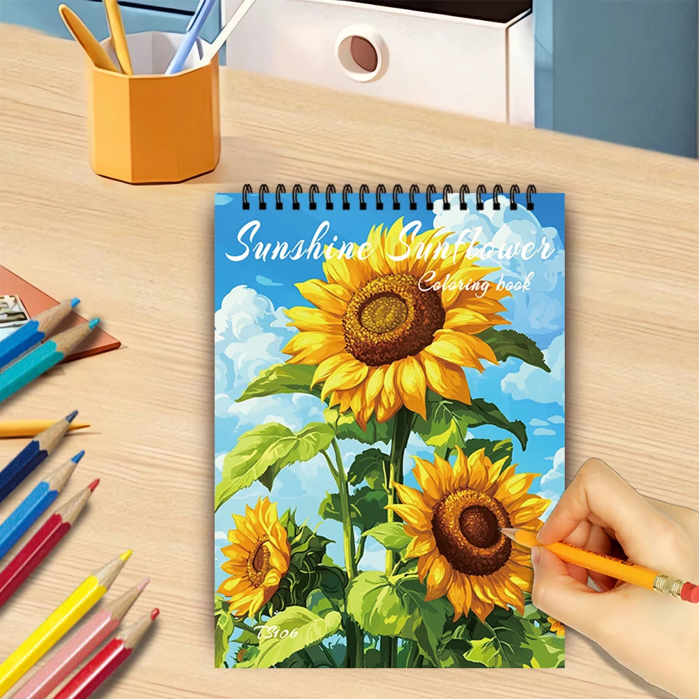 Adult Spiral Coloring Book - 30 Sheets Nature & Floral Themes | 11.2x8.3" Landscape Format | Birthday & Holiday Gift