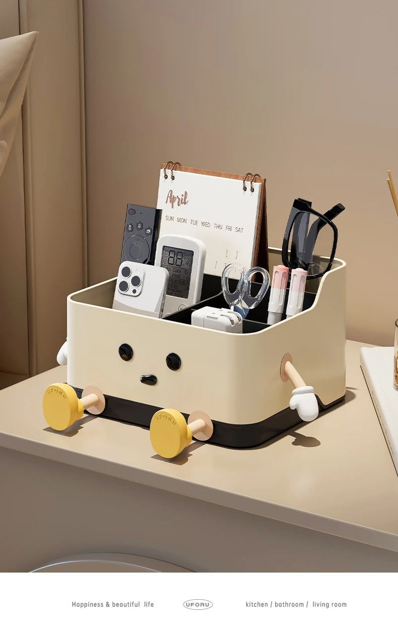 Desktop Organizer Box - 4-Compartment Multi-Use Storage | Standing or Sitting Design | Office, Dorm & Home