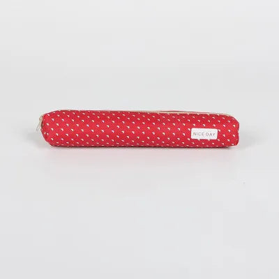 Kawaii Candy Color Pencil Case - Polka Dot Canvas Pen Pouch | 5 Pastel Colors | School & Office Stationery