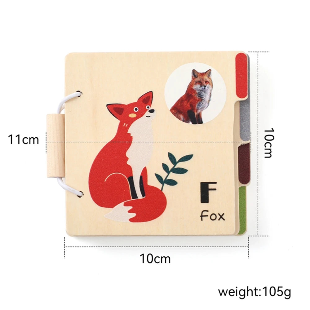 Wooden Animal Flap Book - Interactive Learning Toy for Babies & Toddlers