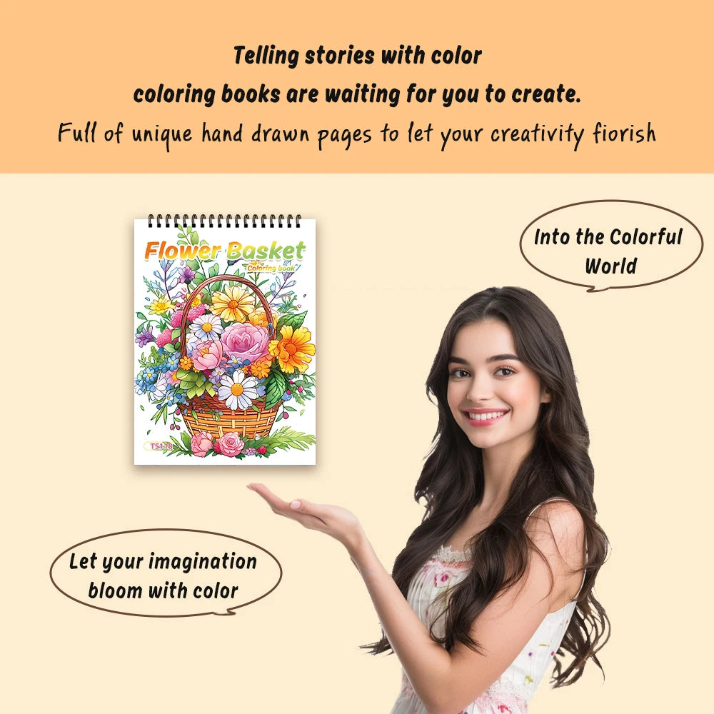 Adult Spiral Coloring Book - 30 Sheets Nature & Floral Themes | 11.2x8.3" Landscape Format | Birthday & Holiday Gift