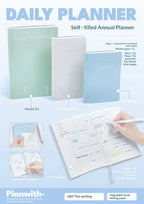 Planwith Undated Self-Fill Annual Planner – A5 / Mini / Week Style | PU Leather Cover, 96 Sheets | Start Anytime