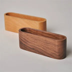 Wooden Business Card Holder - Premium Desk Organizer in Beech & Walnut